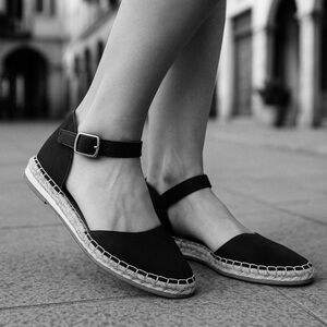 Lucky Brand Reniya, 8.5, Black Espadrille Flats Shoe, Like New Never Worn